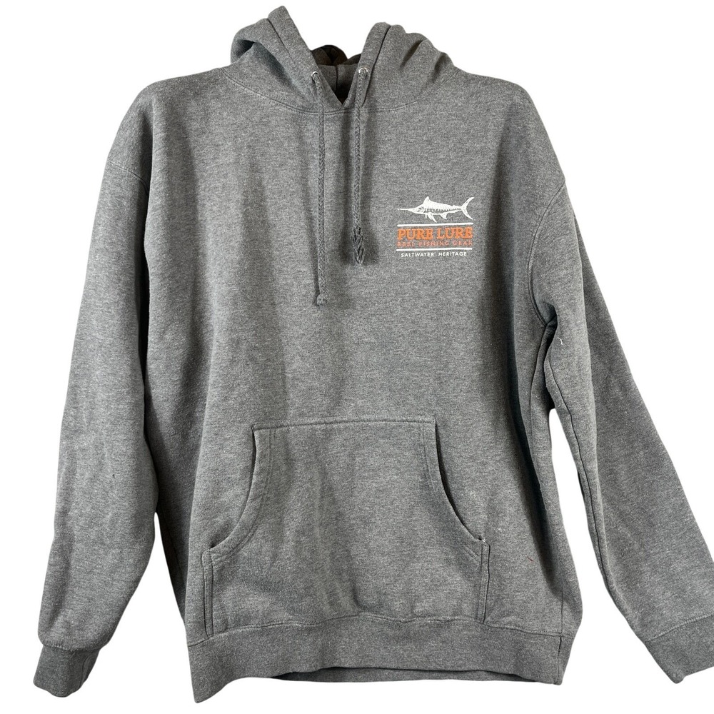 Pure Lure Fishing Gear Mens XL Hoodie Saltwater Heritage Gray Marlin Pullover